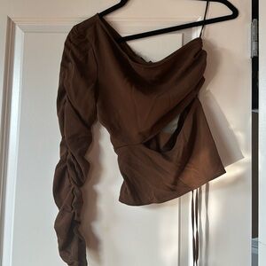 XS Zara one shoulder cut out rouched top
